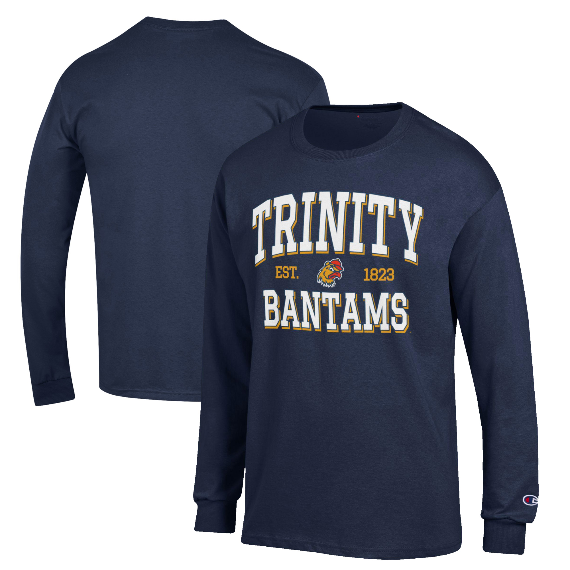 Men's Champion Navy Trinity Bantams Jersey Est. Date Long Sleeve T-Shirt - Image 2