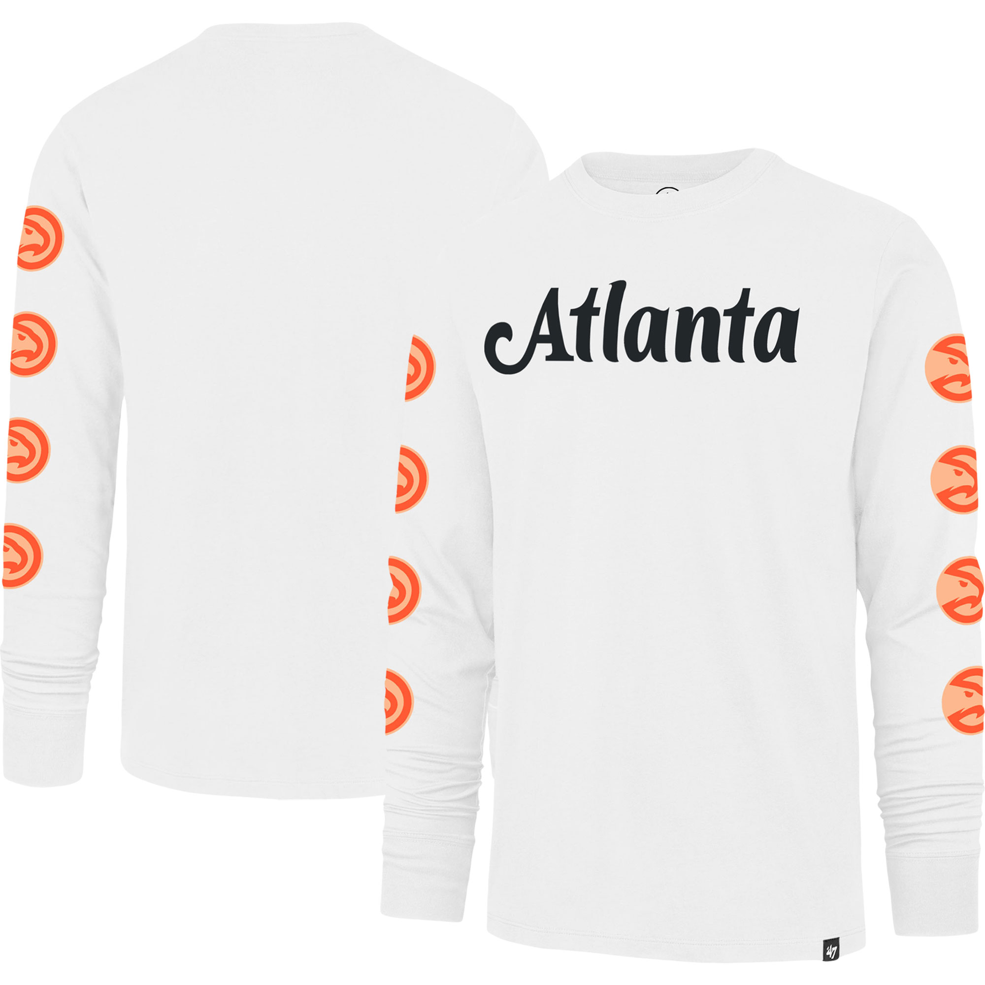 Men's '47 White Atlanta Hawks City Edition Downtown Franklin Long Sleeve T-Shirt - Image 5