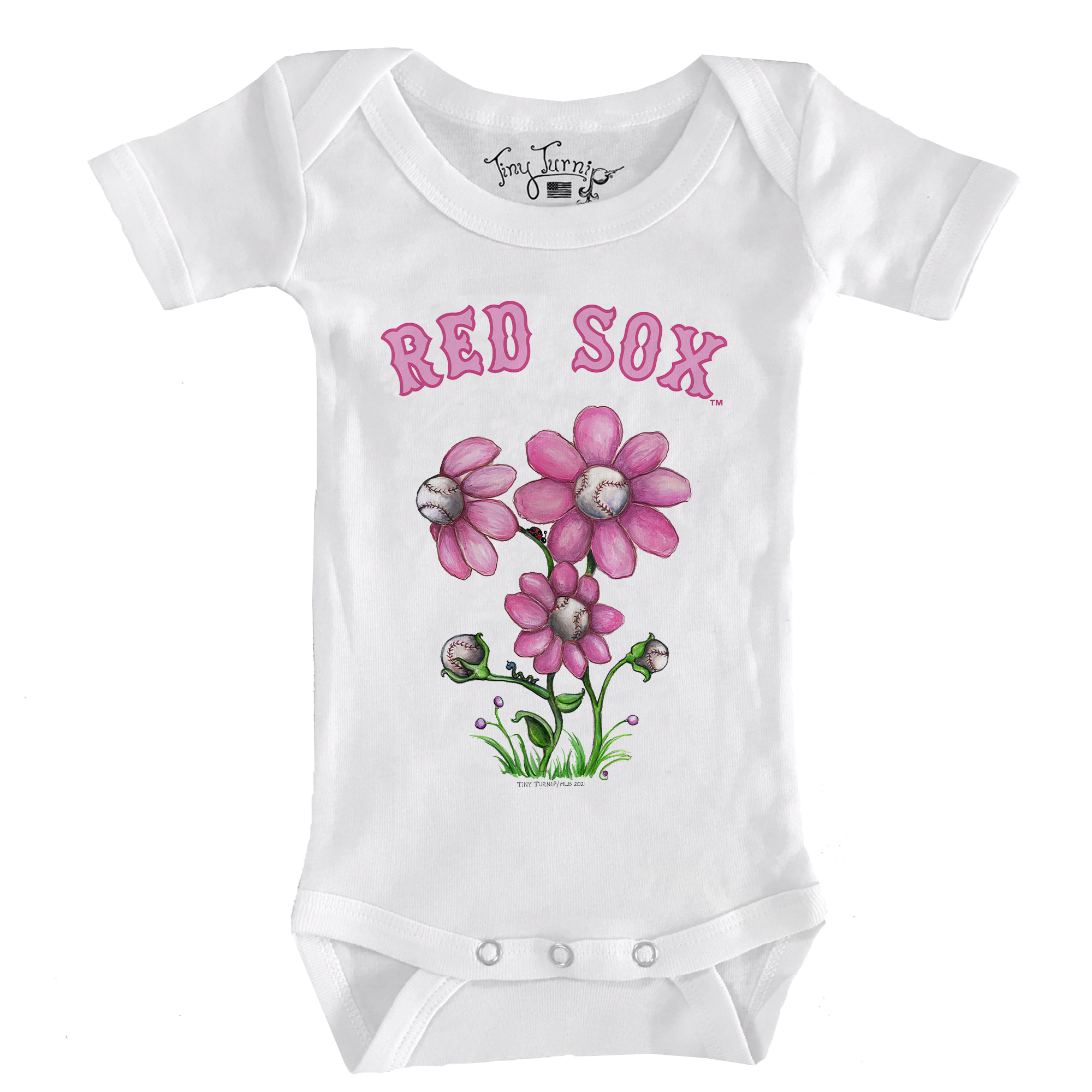 Infant Tiny Turnip White Boston Red Sox Blooming Baseballs Bodysuit