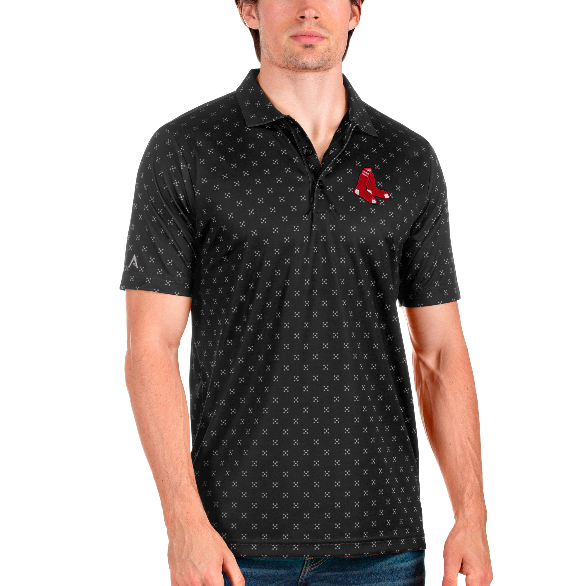 Men's Antigua Black Boston Red Sox Spark Polo