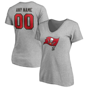 Women's Gray Tampa Bay Buccaneers Team Authentic Custom V-Neck T-Shirt