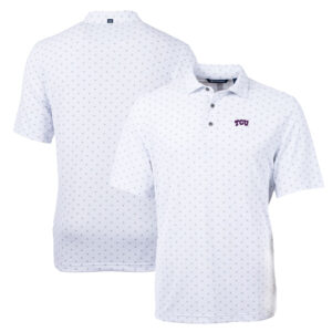 Men's Cutter & Buck White TCU Horned Frogs Big & Tall Virtue Eco Pique Tile Print Recycled Polo