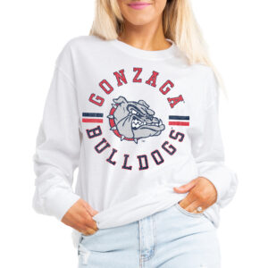 Women's Gameday Couture White Gonzaga Bulldogs Vintage Days Oversized Lightweight Long Sleeve T-Shirt