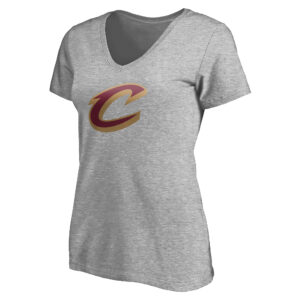 Women's Heathered Gray Cleveland Cavaliers Primary Team Logo V-Neck T-Shirt