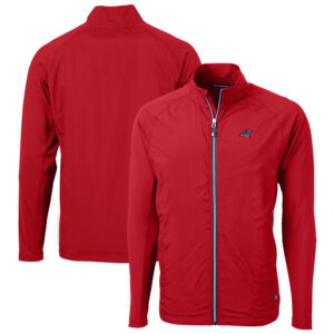 Men's Cutter & Buck Red Carolina Panthers Big & Tall Adapt Eco Knit Hybrid Recycled Full-Zip Jacket