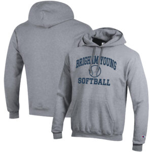 Men's Champion Gray BYU Cougars Softball Icon Pullover Hoodie