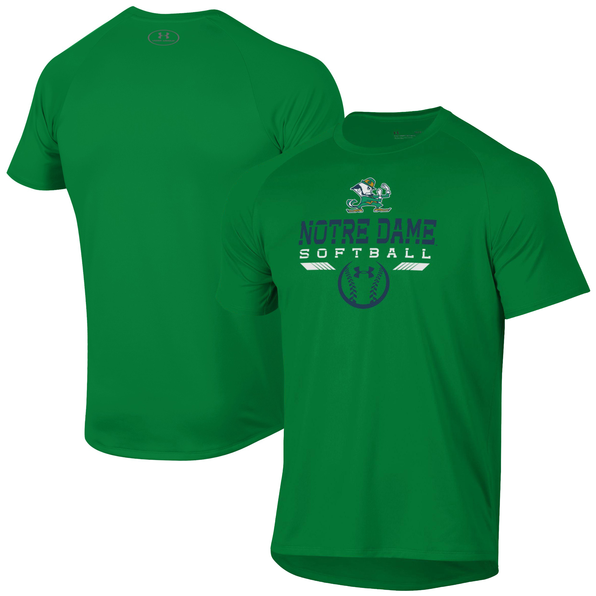 Men's Under Armour Green Notre Dame Fighting Irish Softball Icon Raglan Performance T-Shirt - Image 5