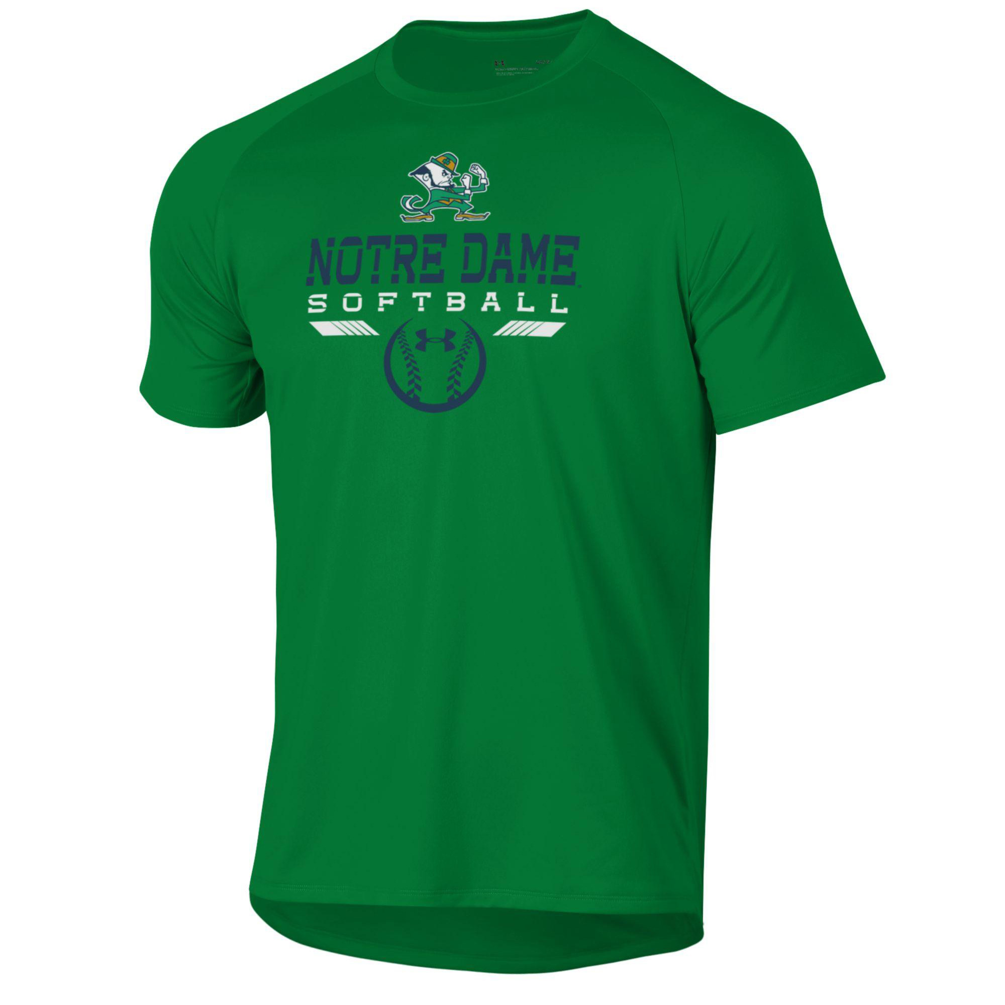 Men's Under Armour Green Notre Dame Fighting Irish Softball Icon Raglan Performance T-Shirt - Image 6