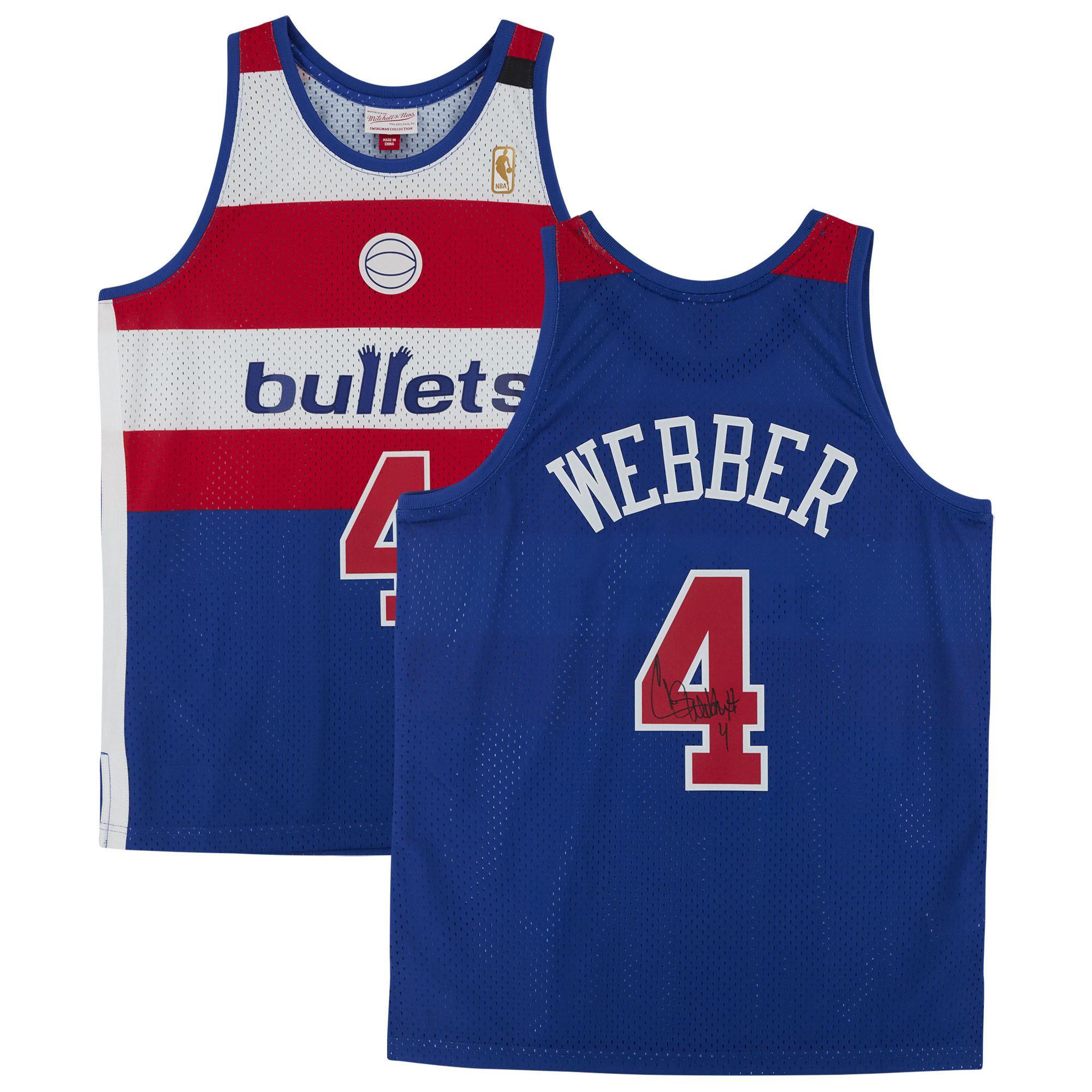 Chris Webber Blue Washington Bullets Autographed Mitchell & Ness 1996-97 Replica Jersey - Image 6