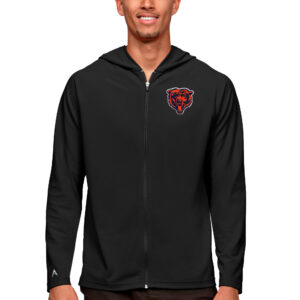 Men's Antigua Black Chicago Bears Logo Legacy Full-Zip Hoodie