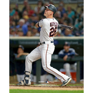 Max Kepler Minnesota Twins Unsigned Hitting in White Jersey Photograph