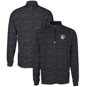 Men's Cutter & Buck Black Saint Louis Billikens Big & Tall Traverse Camo Print Stretch Quarter-Zip Pullover Top
