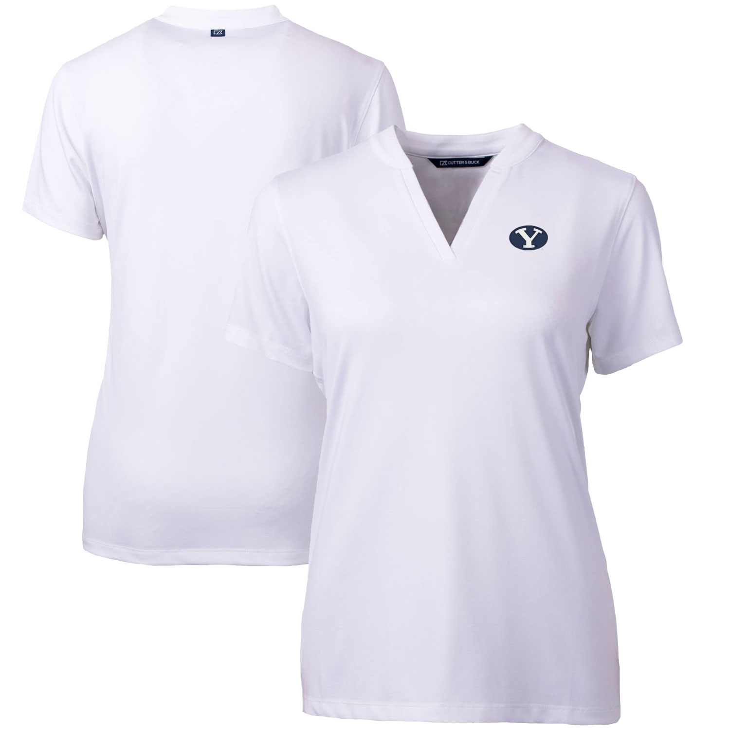 Women's Cutter & Buck White BYU Cougars Forge Blade V-Neck Top - Image 2