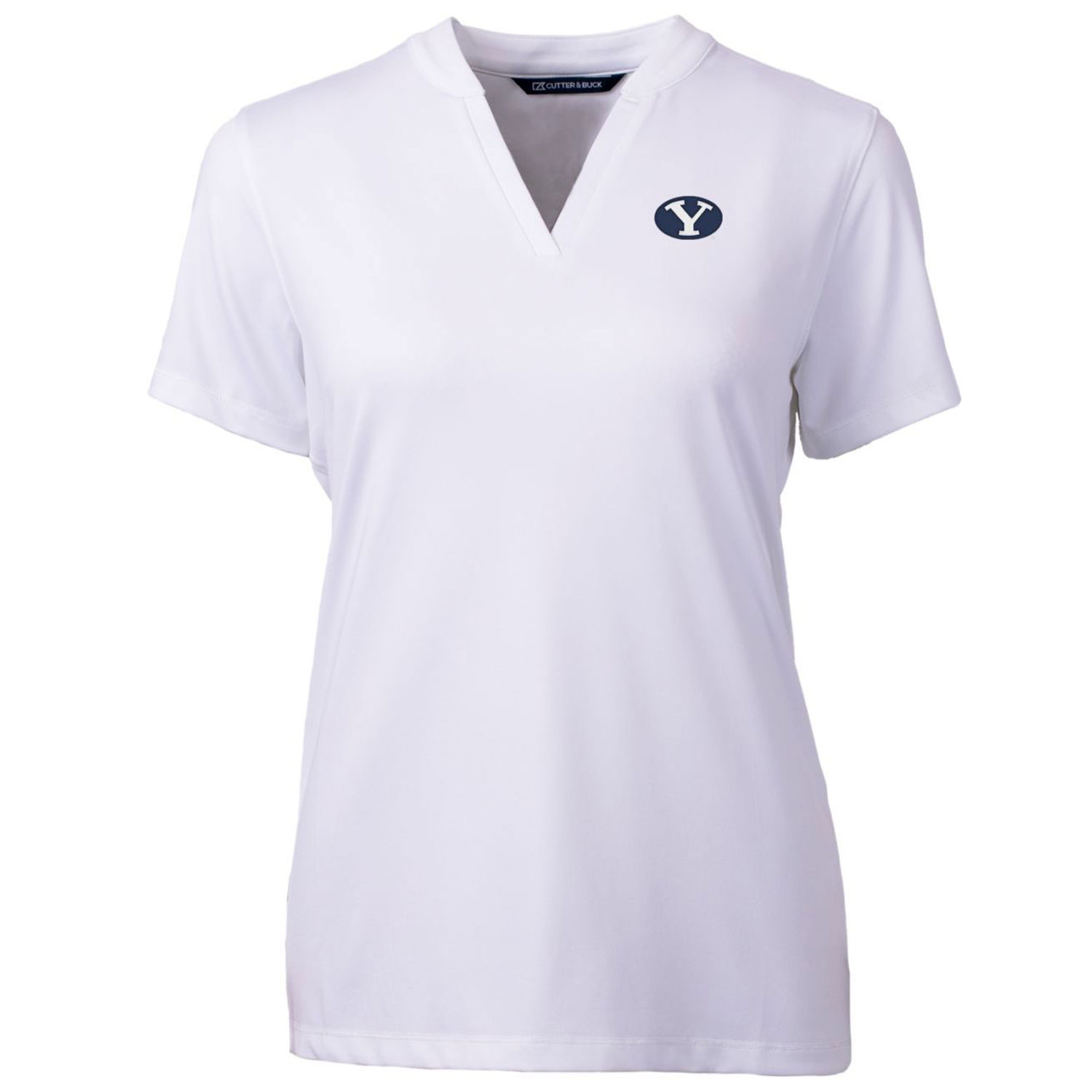 Women's Cutter & Buck White BYU Cougars Forge Blade V-Neck Top - Image 3