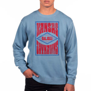 Men's Uscape Apparel Royal Kansas Jayhawks Pigment Dyed Fleece Crewneck Sweatshirt