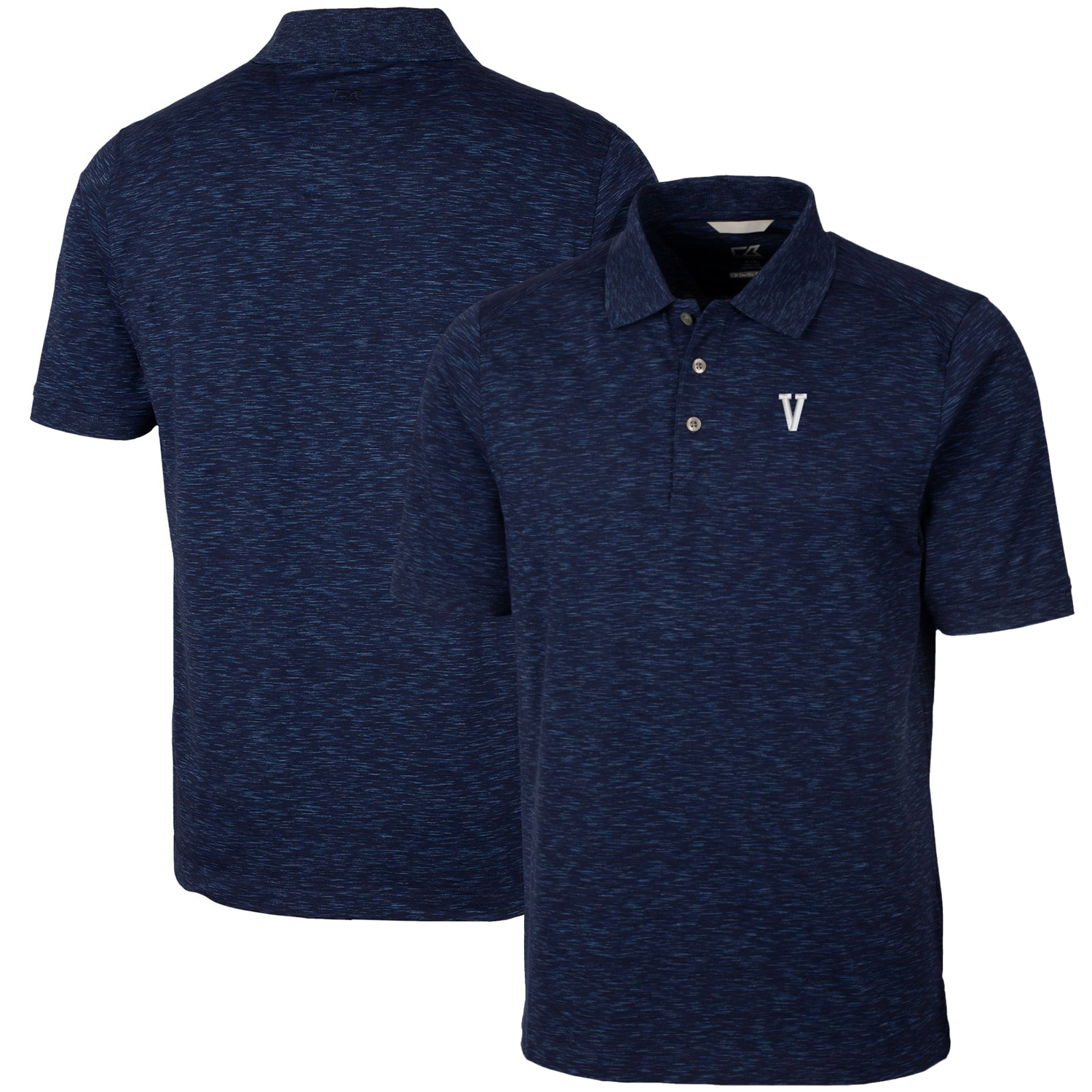 Men's Cutter & Buck Navy Villanova Wildcats Vault Advantage Tri-Blend Space Dye Big & Tall Polo