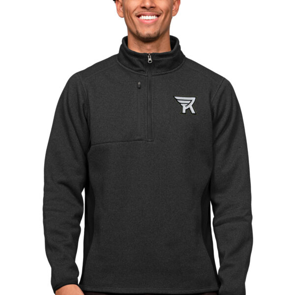 Men's Antigua Heather Black Rochester Knighthawks Course Quarter-Zip Pullover Top