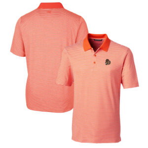 Men's Cutter & Buck Orange Oregon State Beavers Forge Tonal Stripe Stretch Polo