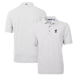 Men's Cutter & Buck Gray Kansas Jayhawks Virtue Eco Pique Botanical Recycled Polo