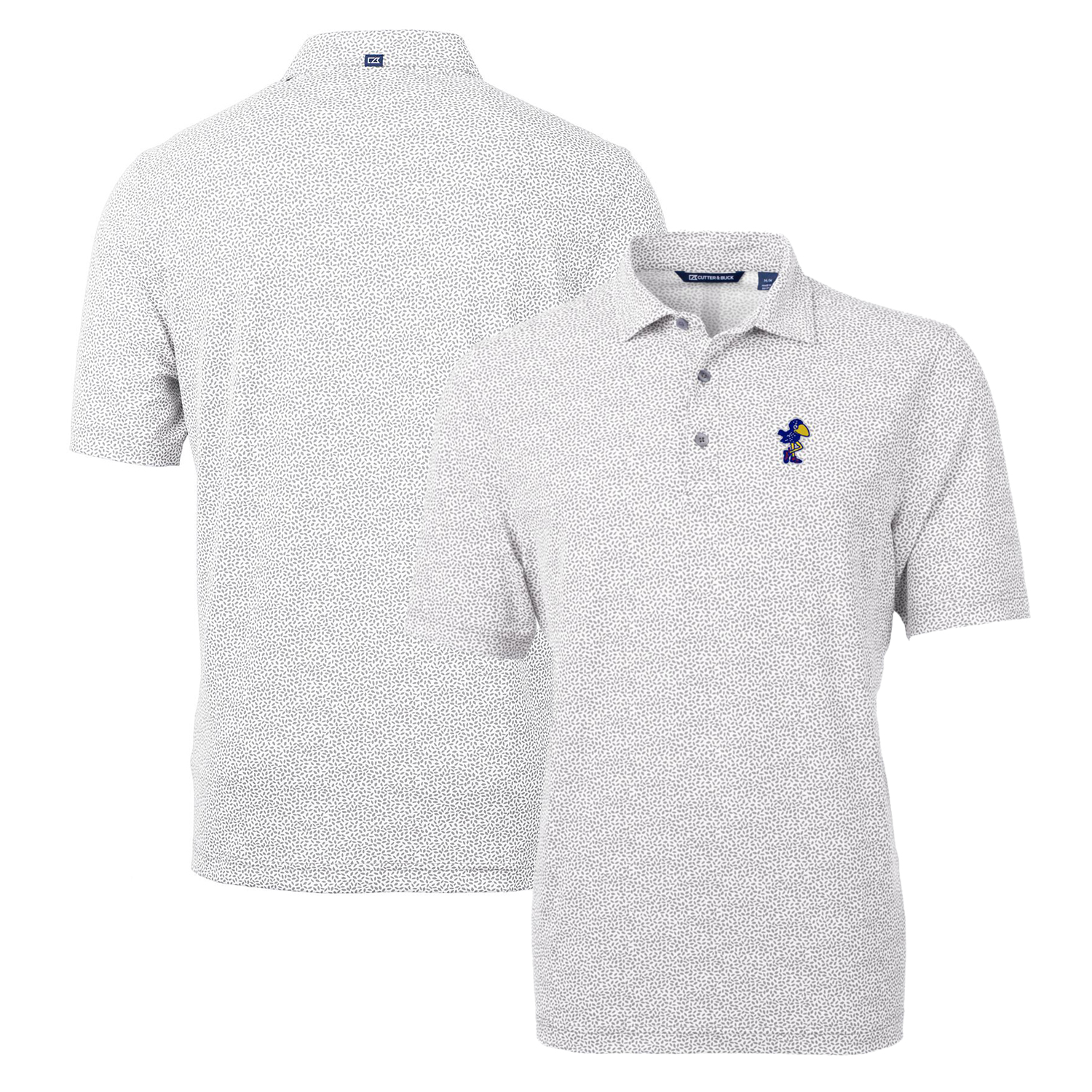Men's Cutter & Buck Gray Kansas Jayhawks Virtue Eco Pique Botanical Recycled Polo