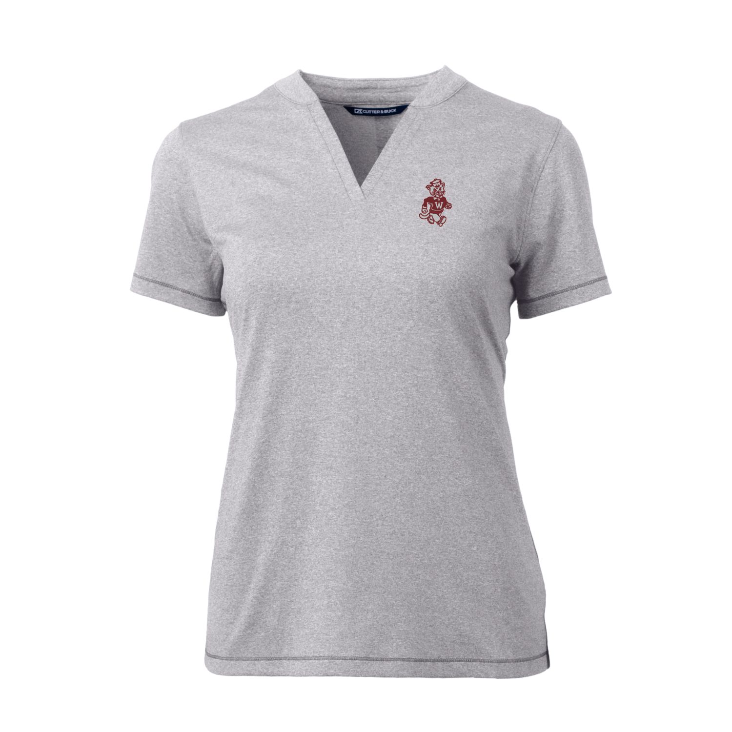 Women's Cutter & Buck Heather Gray Washington State Cougars Forge Stretch Blade V-Neck Top - Image 6