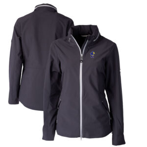 Women's Cutter & Buck Graphite Kansas Jayhawks Vault Vapor Water Repellent Stretch Full-Zip Rain Jacket