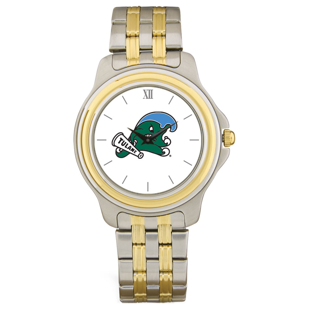 Unisex Silver/Gold Tulane Green Wave Two-Tone Team Logo Wristwatch
