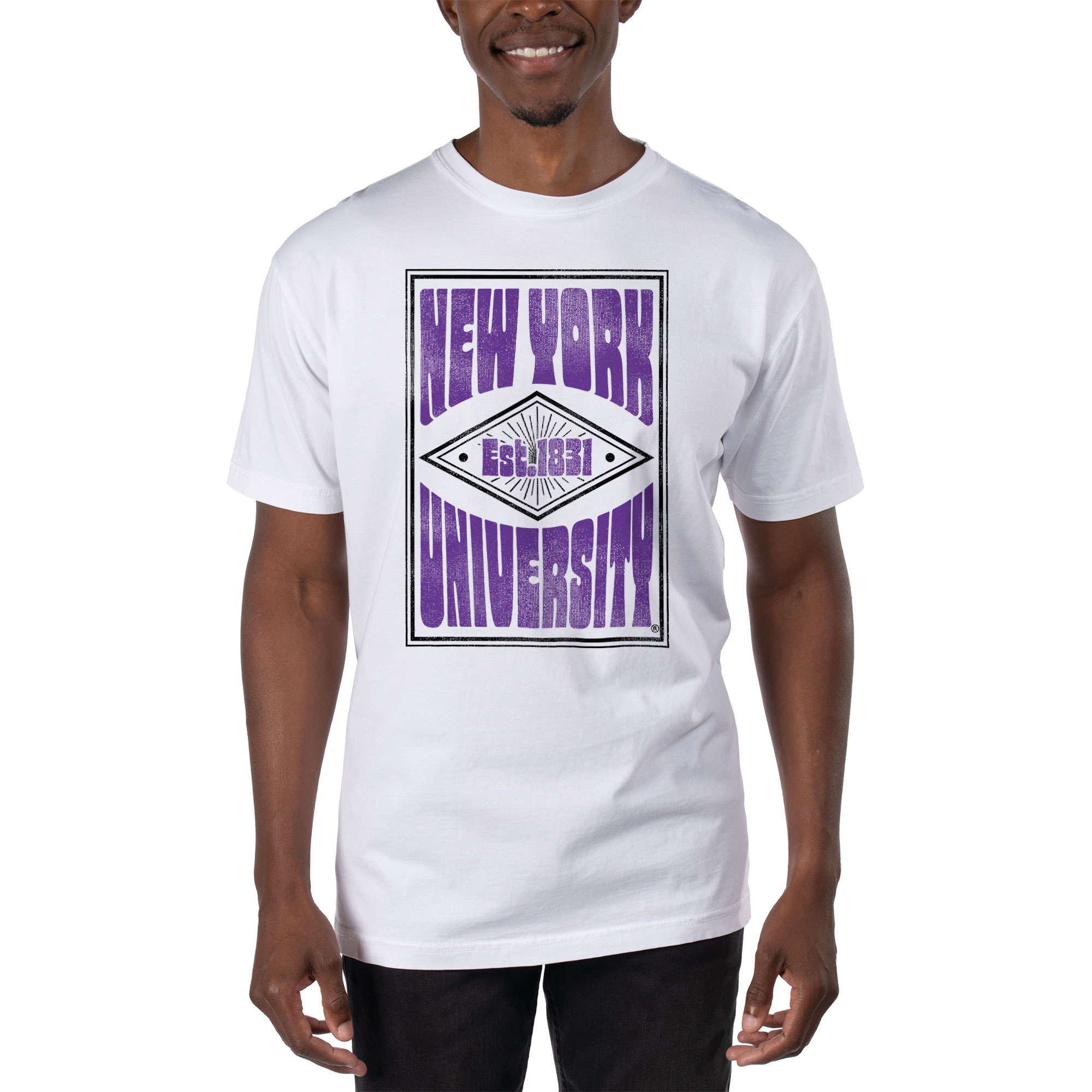 Men's Uscape Apparel White NYU Violets T-Shirt