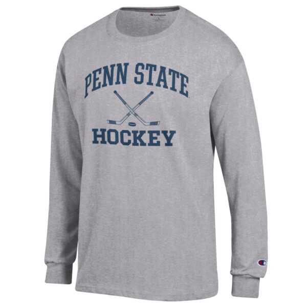 Men's Champion Heather Gray Penn State Nittany Lions Hockey Icon Powerblend Long Sleeve T-Shirt - Image 6