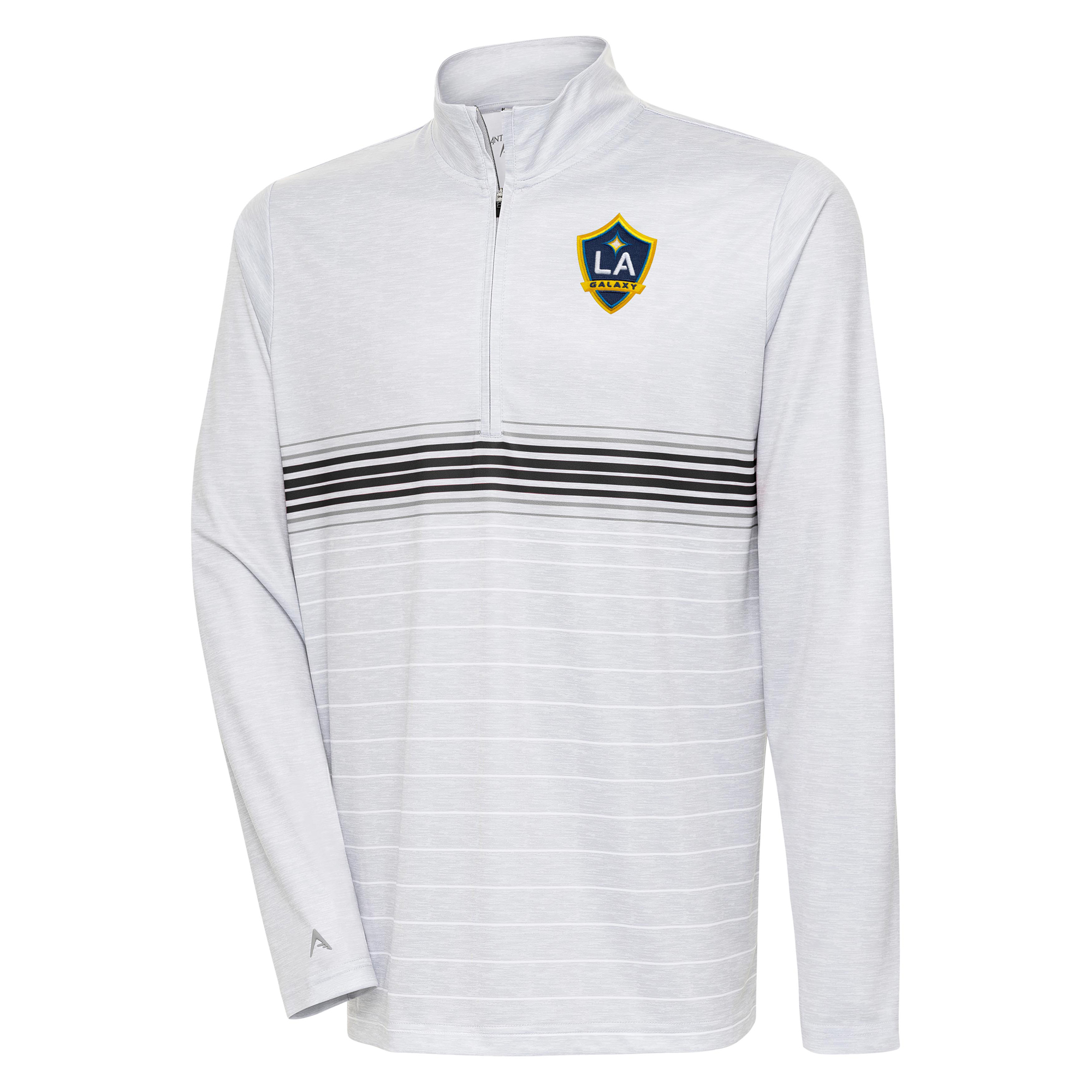 Men's Antigua Gray/Black LA Galaxy Bullseye Quarter-Zip Pullover Top