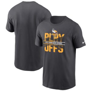 Men's Nike Anthracite Minnesota Vikings 2022 NFL Playoffs Iconic T-Shirt