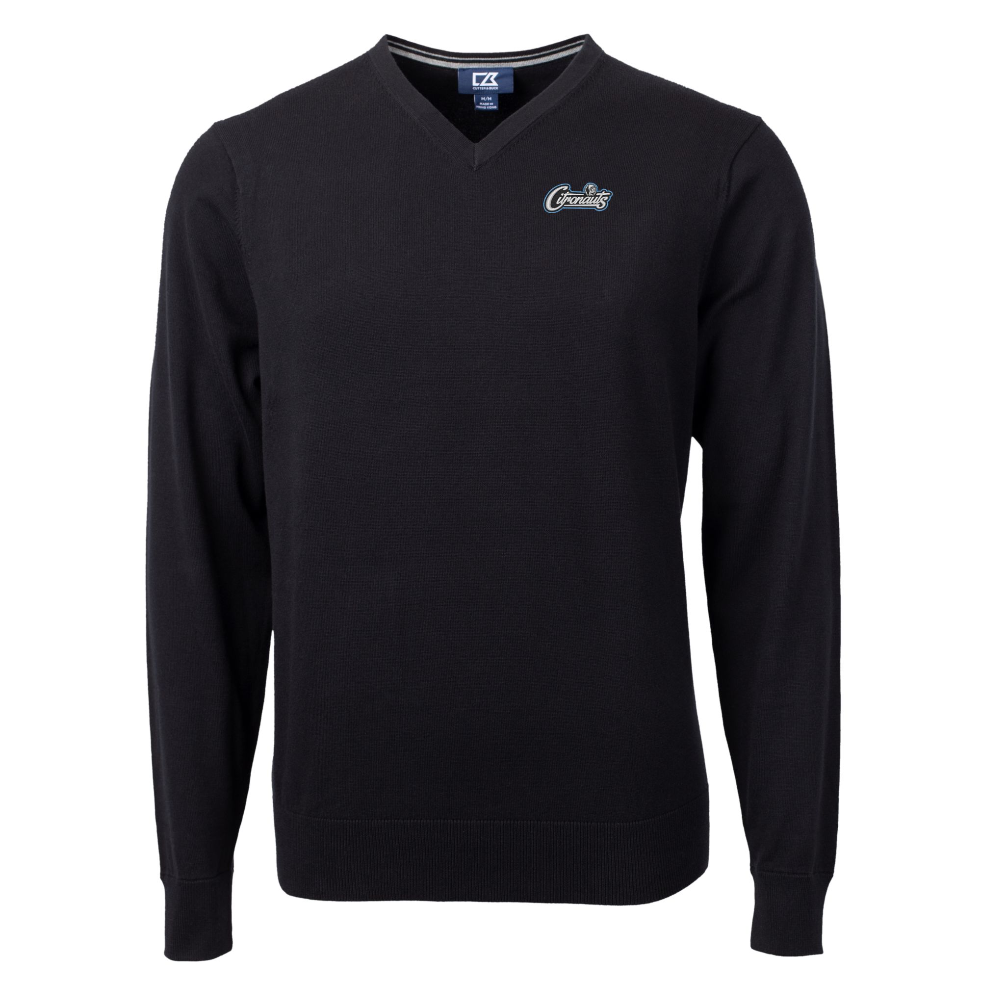 Men's Cutter & Buck Black UCF Knights Citronaut Logo Lakemont Tri-Blend Big & Tall V-Neck Pullover Sweater - Image 3