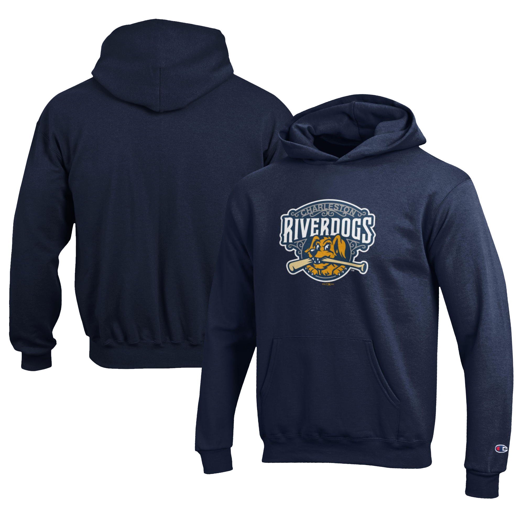 Youth Champion Navy Charleston RiverDogs Eco Powerblend Pullover Hoodie - Image 5