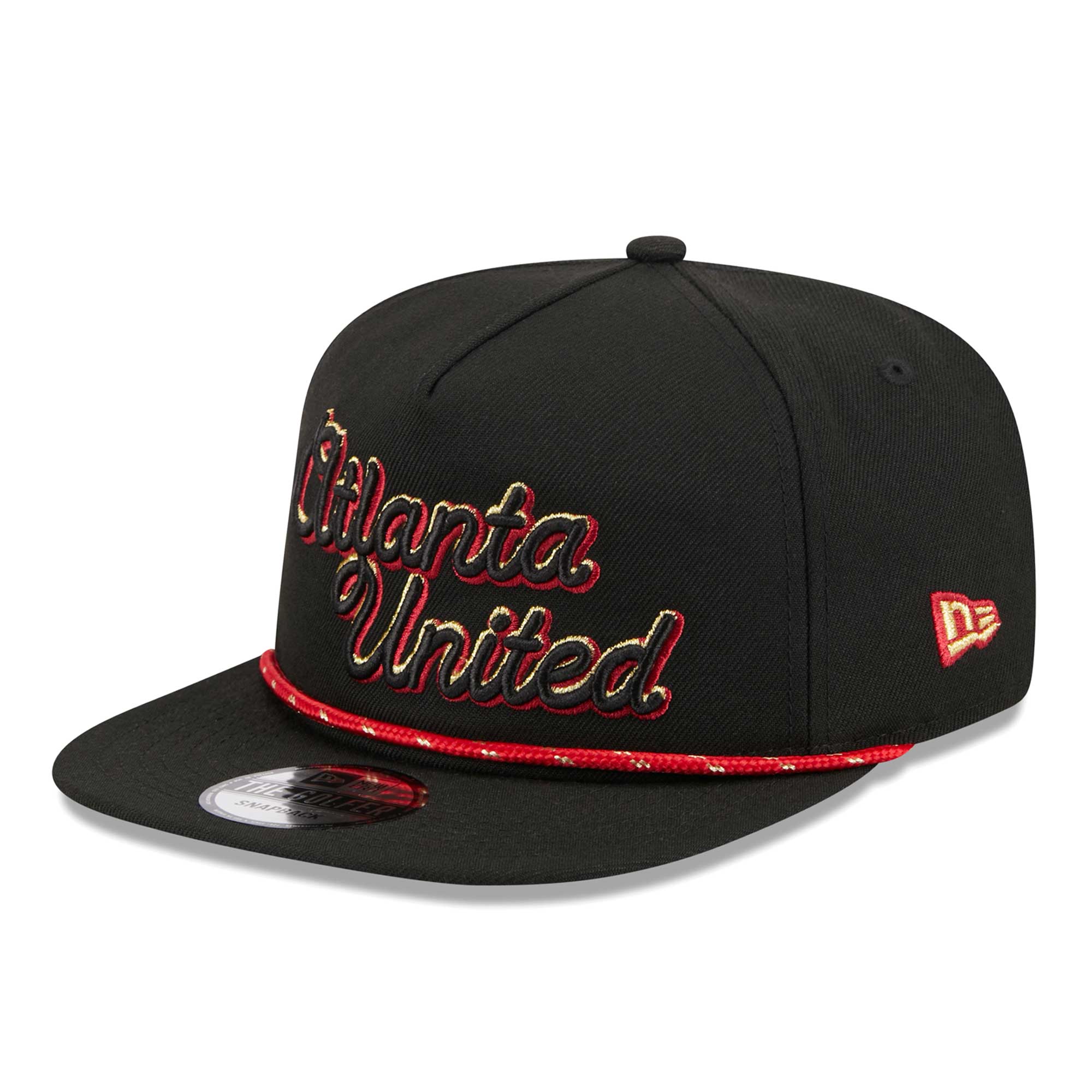 Men's New Era Black Atlanta United FC Script Golfer Adjustable Hat