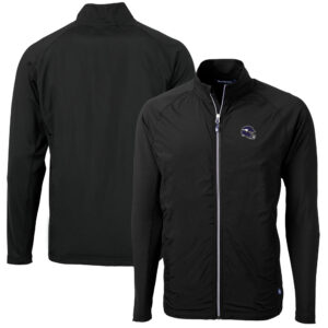 Men's Cutter & Buck  Black Minnesota Vikings Helmet Adapt Eco Knit Hybrid Recycled Full-Zip Jacket