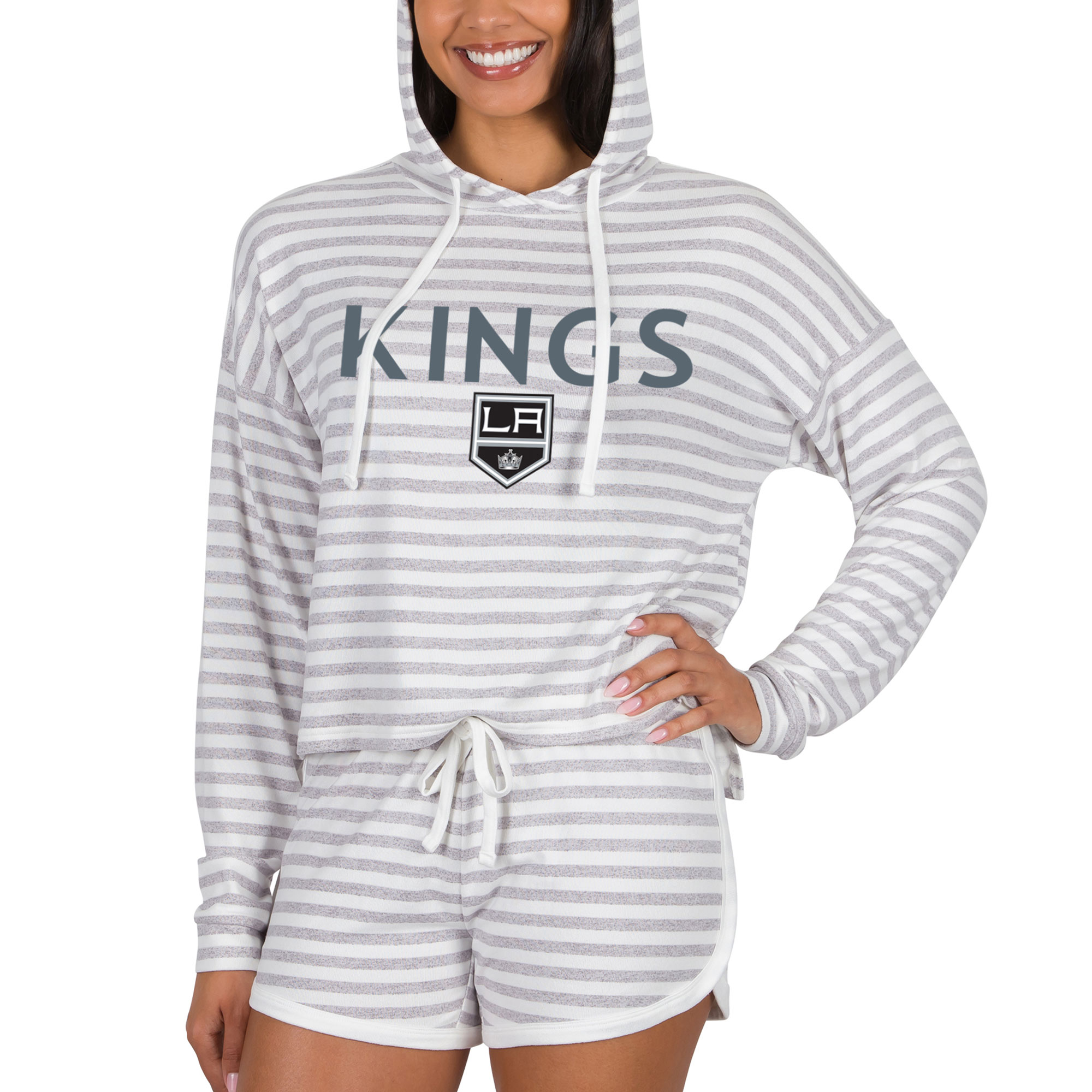 Women's Concepts Sport Cream Los Angeles Kings Visibility Long Sleeve Hoodie T-Shirt & Shorts Set