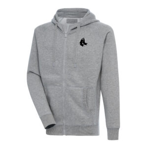 Men's Antigua Heather Gray Boston Red Sox Metallic Victory Full-Zip Hoodie