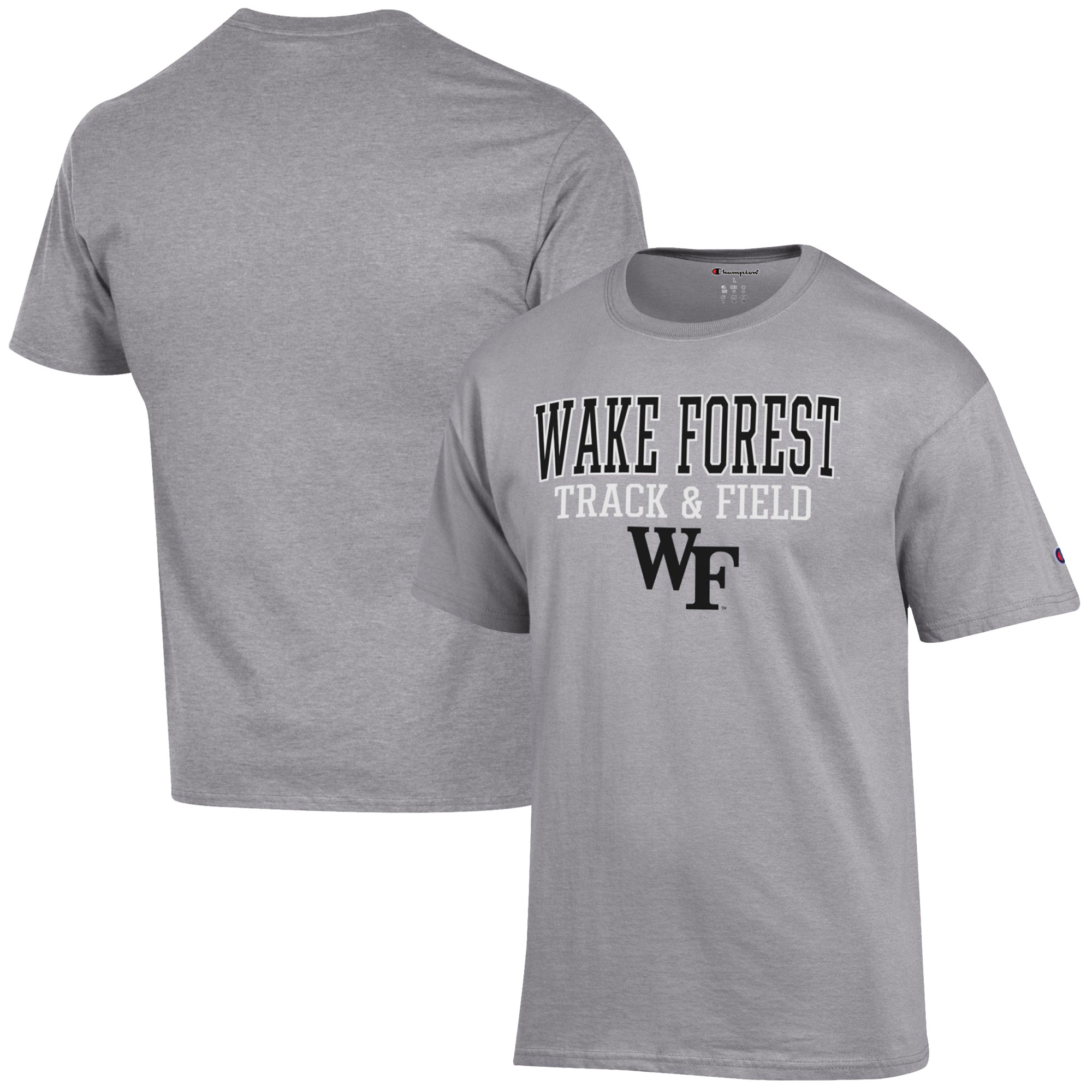 Men's Champion Gray Wake Forest Demon Deacons Track & Field Stack T-Shirt