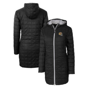 Women's Cutter & Buck  Black San Francisco 49ers Helmet Logo Rainier Primaloft Eco Insulated Hooded Long Coat