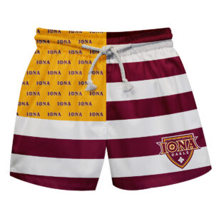 Toddler Vive La Fete  Maroon/Gold Iona University Gaels Flag Swim Trunks