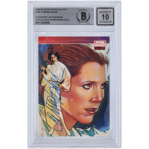 Carrie Fisher Star Wars Autographed 1993-95 Topps Galaxy #126 BGS Authenticated 10 Card