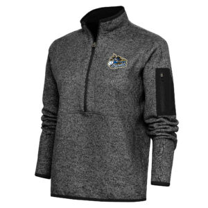 Women's Antigua  Heather Black Quad Cities River Bandits Fortune Half-Zip Pullover Jacket