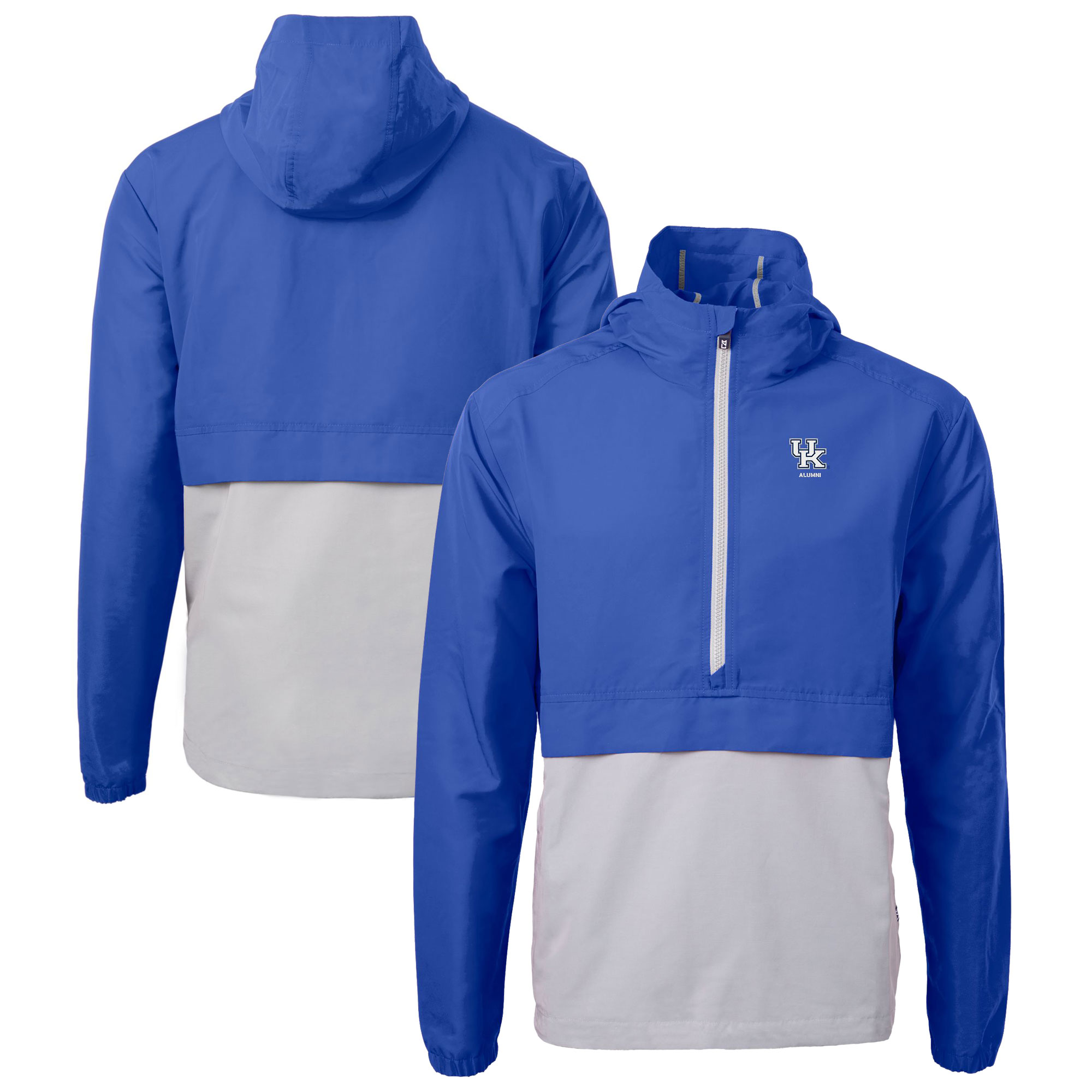 Men's Cutter & Buck Royal Kentucky Wildcats Alumni Logo Charter Eco Knit Recycled Anorak Half-Zip Jacket - Image 5