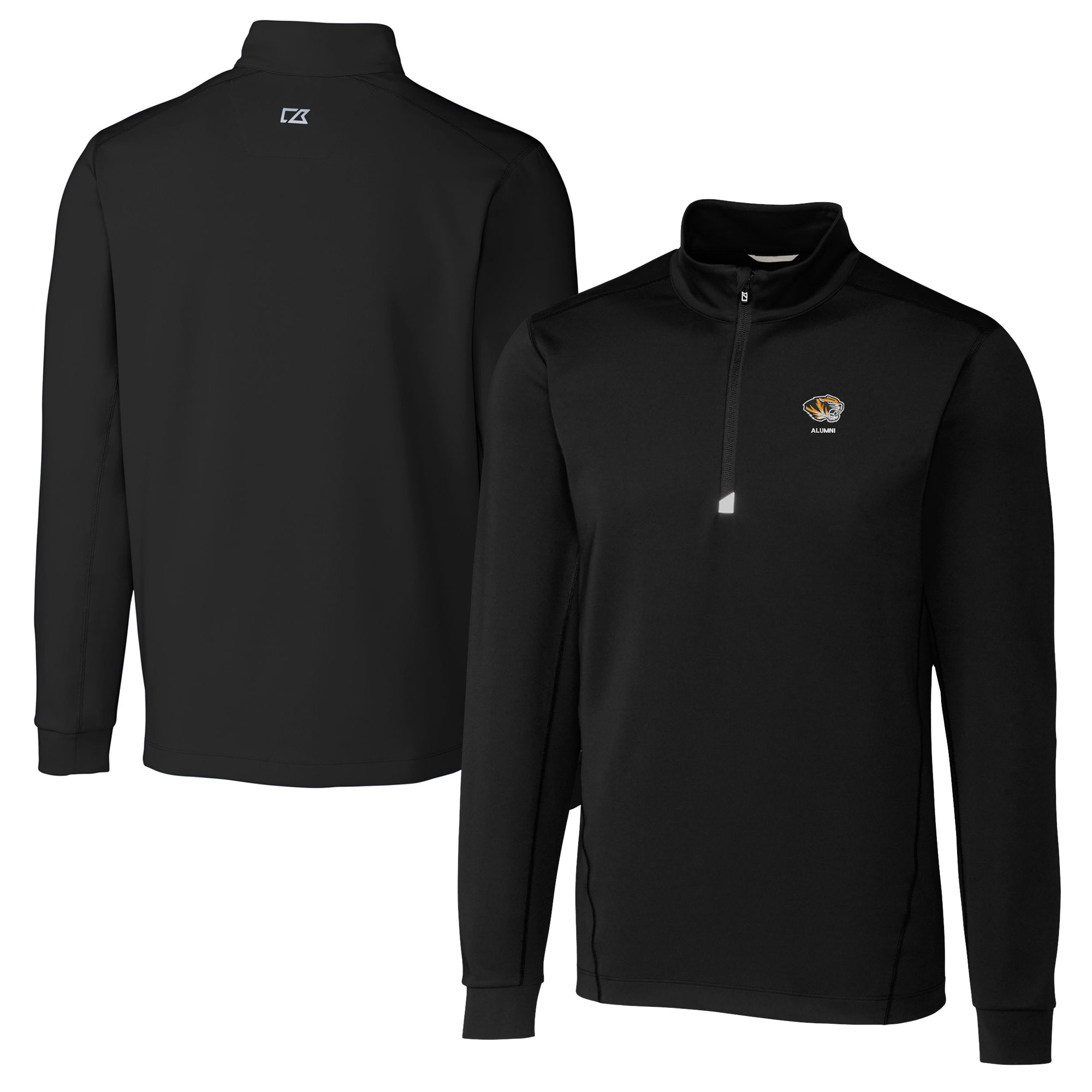 Men's Cutter & Buck Black Missouri Tigers Alumni Logo Traverse Stretch Quarter-Zip Pullover Top