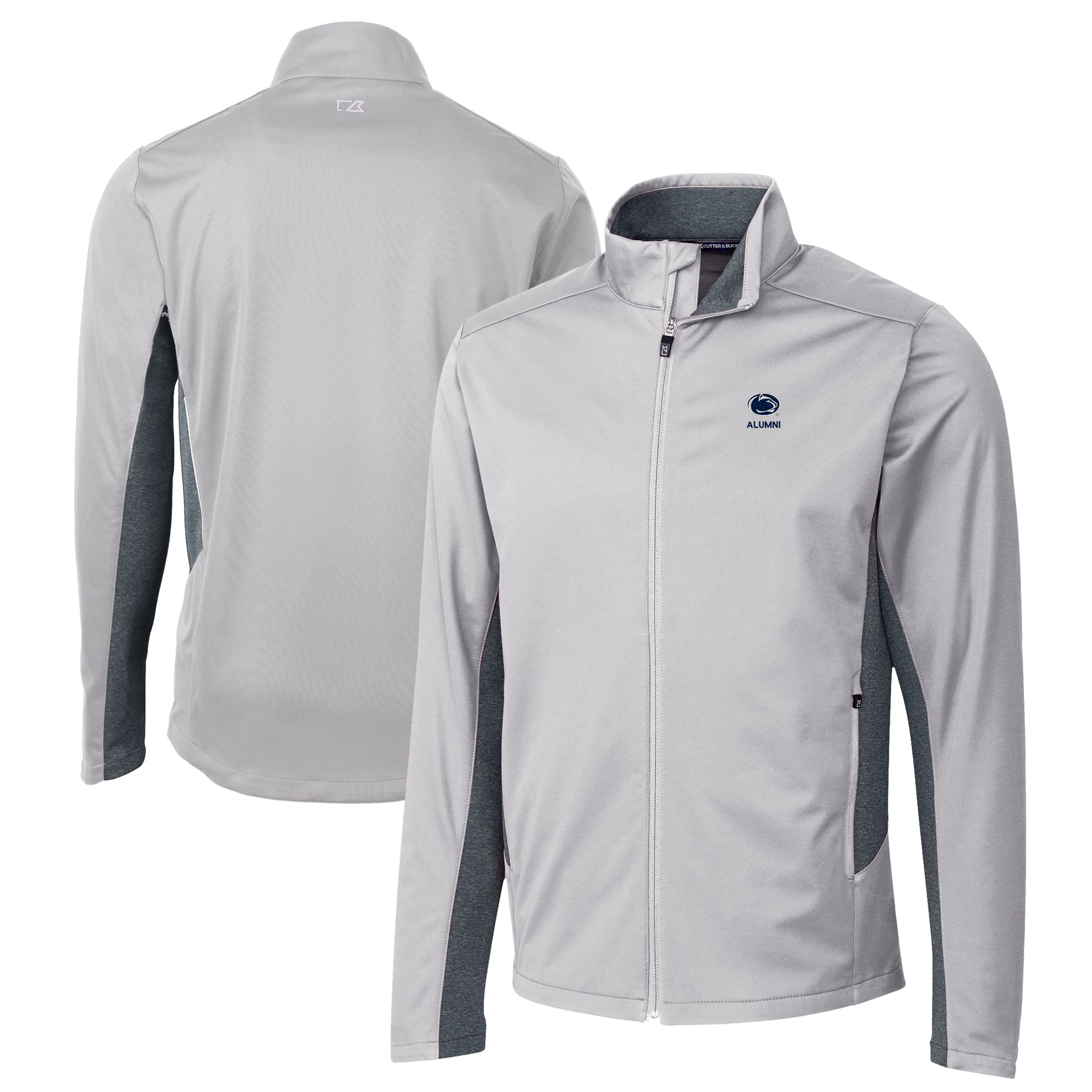 Men's Cutter & Buck Gray Penn State Nittany Lions Alumni Logo Navigate Softshell Full-Zip Jacket
