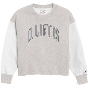 Women's League Collegiate Wear  Gray Illinois Fighting Illini Reverse Fleece Cropped Pullover Sweatshirt