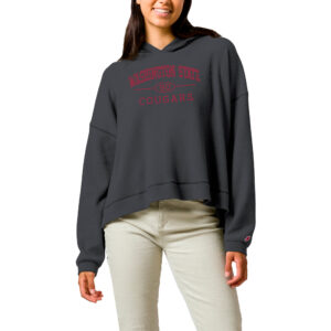 Women's League Collegiate Wear  Charcoal Washington State Cougars Waffle Oversized Long Sleeve Hoodie T-Shirt