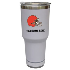 The Memory Company  White Cleveland Browns Personalized 30oz. Stainless Steel Bluetooth Tumbler