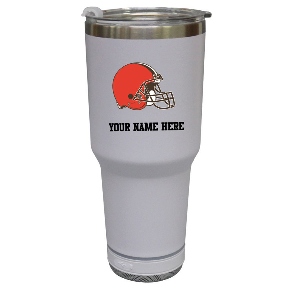 The Memory Company White Cleveland Browns Personalized 30oz. Stainless Steel Bluetooth Tumbler