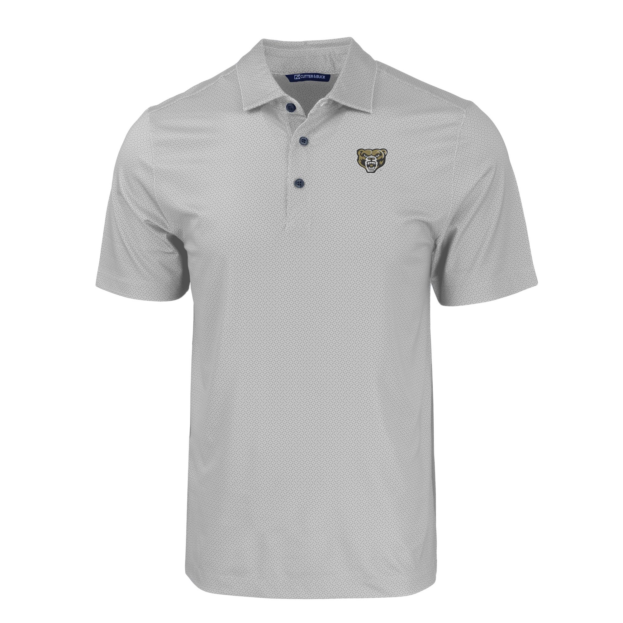 Men's Cutter & Buck Gray Oakland Golden Grizzlies Pike Eco Tonal Geo Print Stretch Recycled Polo - Image 6